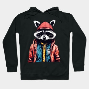 Cool Raccoon Wearing Urban Outfit Hoodie